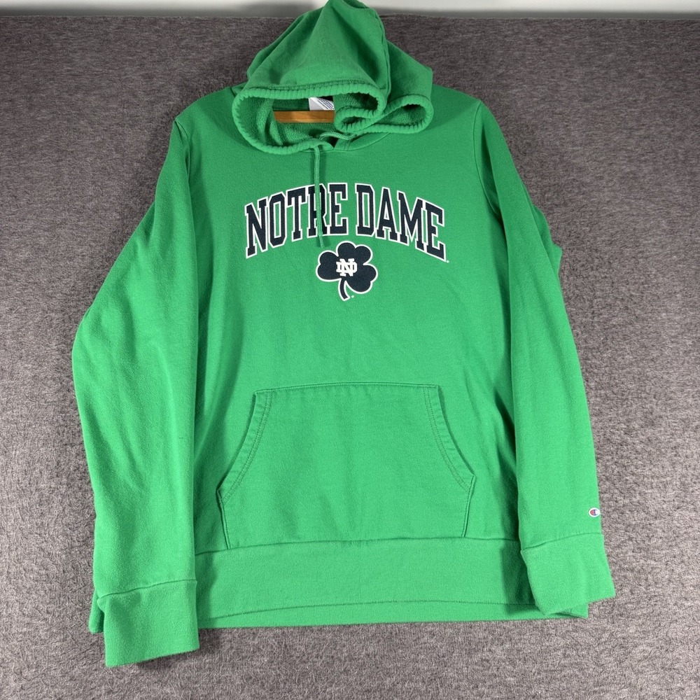 Notre Dame Fighting Irish‎ Hoodie Sweatshirt XXL Green Champion Kangaroo Pocket